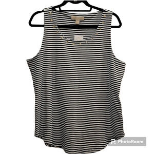 NWT Michael Kors Grommet Trim Striped Tank, XL